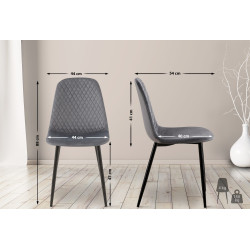 Ensemble de 4 chaises Giverny en velours gris foncé
