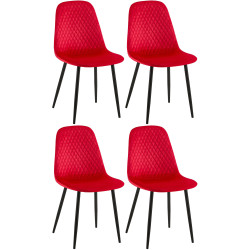 Ensemble de 4 chaises Giverny en velours rouge