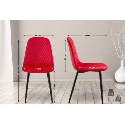 Ensemble de 4 chaises Giverny en velours rouge