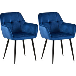 Ensemble de 2 chaises de salle à manger Emia en velours bleu