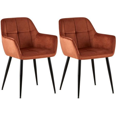 Ensemble de 2 chaises de salle à manger Emia en velours marron