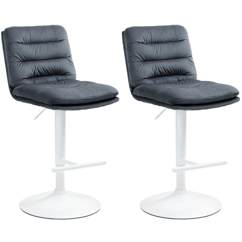 Lot de 2 tabourets de bar Damar velours blanc gris foncé