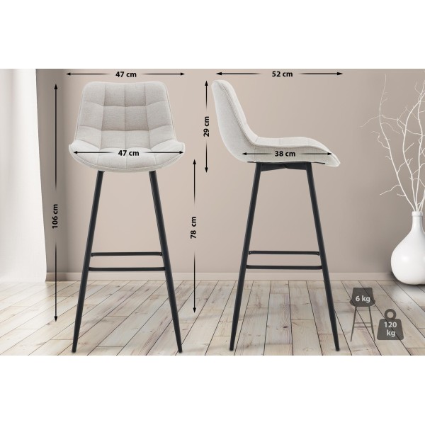 Tabouret de bar tissu Dartford