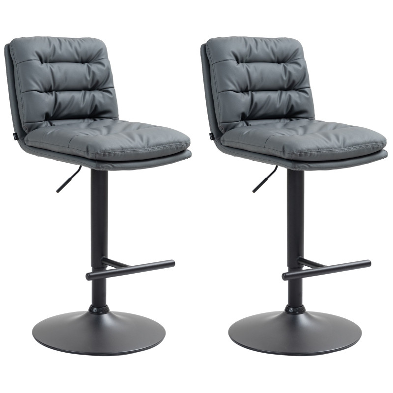 Lot de 2 tabourets de bar Damar simili cuir noir gris