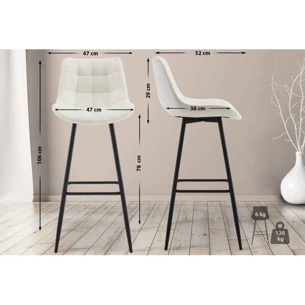 Tabouret de bar Dartford velours