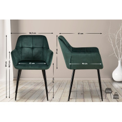Ensemble de 2 chaises de salle à manger Emia en velours vert
