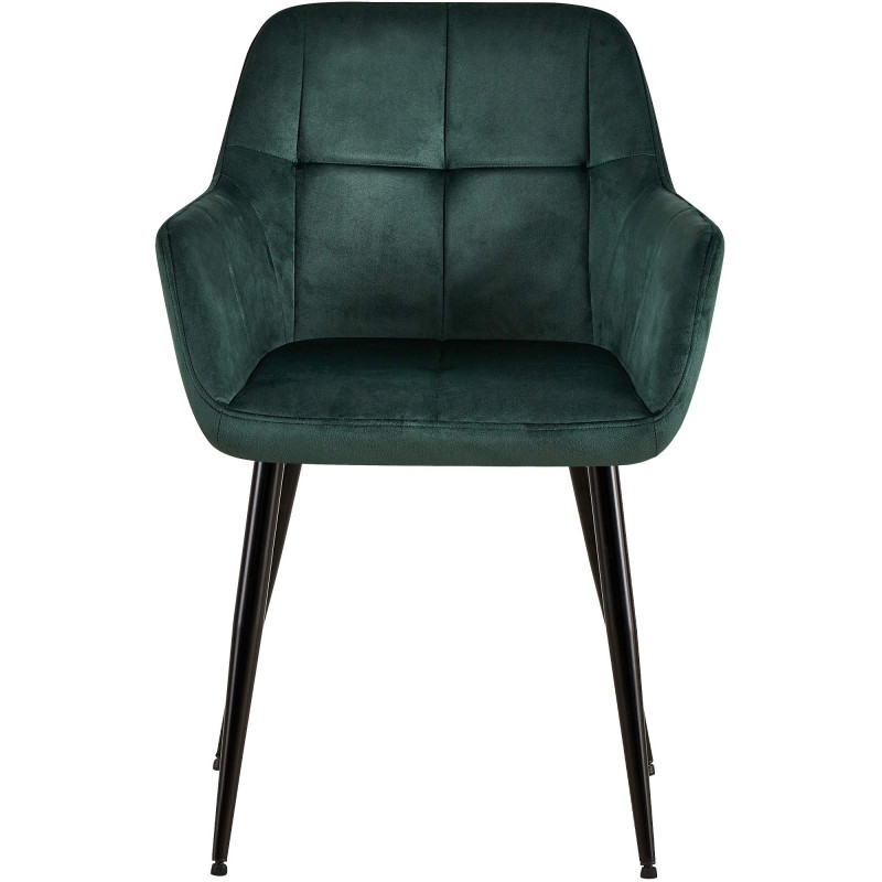 Ensemble de 2 chaises de salle à manger Emia en velours vert