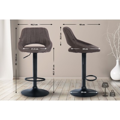 Lot de 2 tabourets de bar Milet tissu B