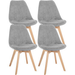 Ensemble de 4 chaises Linares Cord gris clair