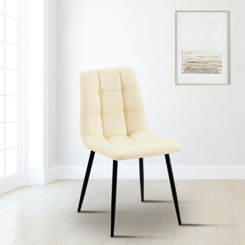 Chaise de salle à manger Antibes en similicuir crème