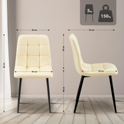 Chaise de salle à manger Antibes en similicuir crème