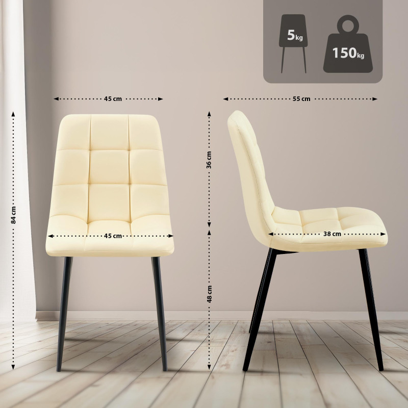 Chaise de salle à manger Antibes en similicuir crème