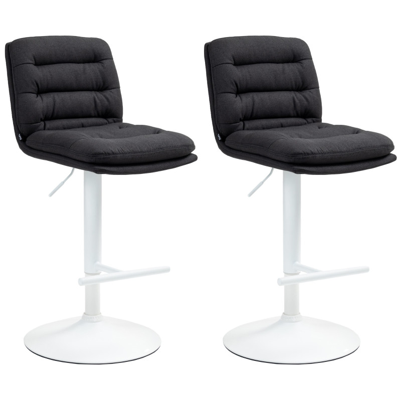 Lot de 2 tabourets de bar en tissu Damar blanc noir