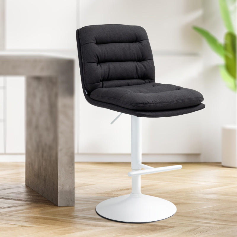 Lot de 2 tabourets de bar en tissu Damar blanc noir