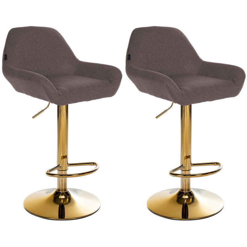 Lot de 2 tabourets de bar Braga Gold tissu marron