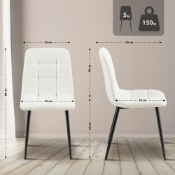 Chaise de salle à manger Antibes en similicuir blanc