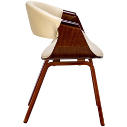 Ensemble de 2 chaises de salle à manger Foley, similicuir, noyer/crème