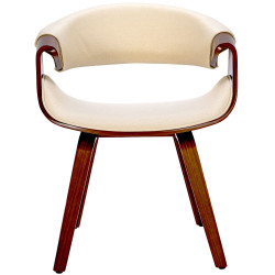 Ensemble de 2 chaises de salle à manger Foley, tissu noyer/crème