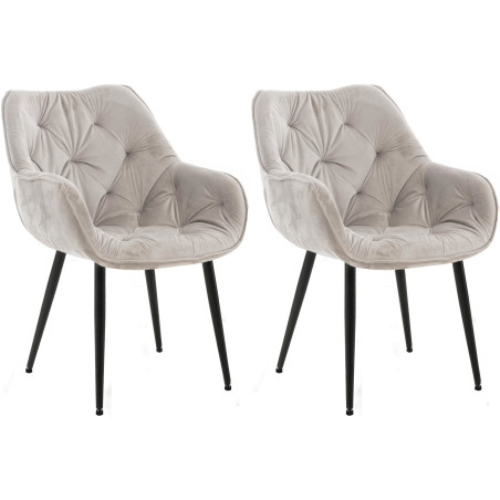 Ensemble de 2 fauteuils Tanna en velours gris
