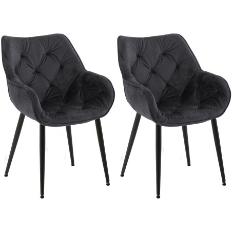 Ensemble de 2 chaises Tanna en velours noir