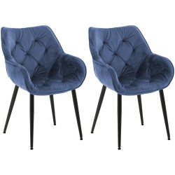 Ensemble de 2 chaises Tanna en velours bleu