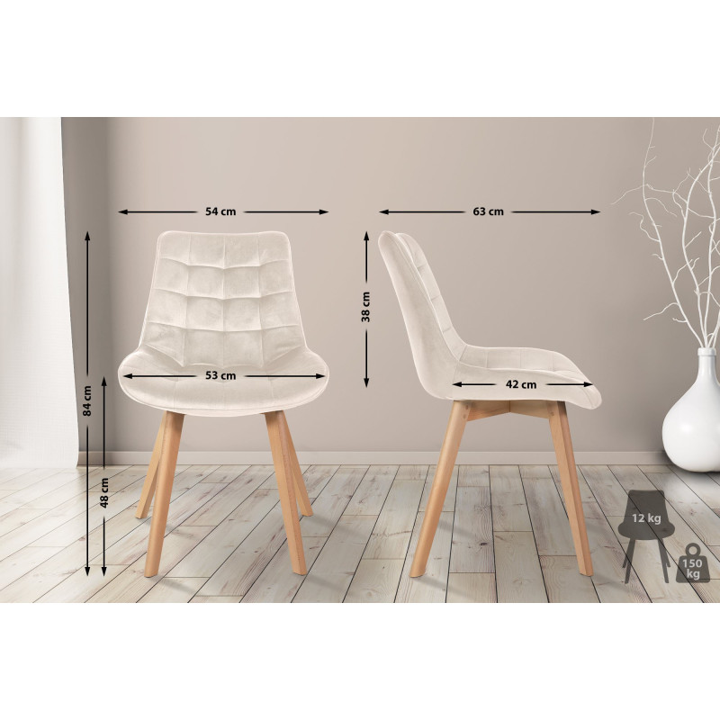 Ensemble de 2 chaises Brook en velours crème