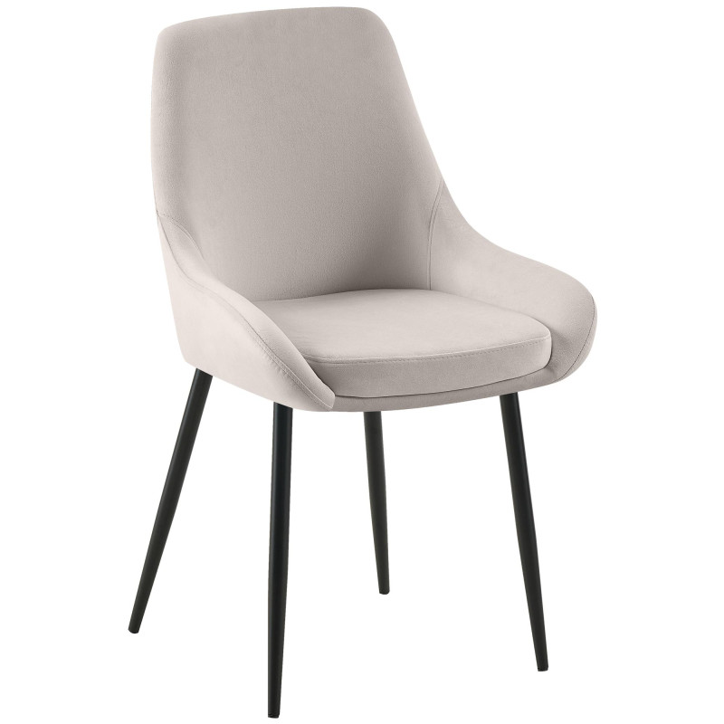 Chaise de salle à manger Elmira en velours noir et gris