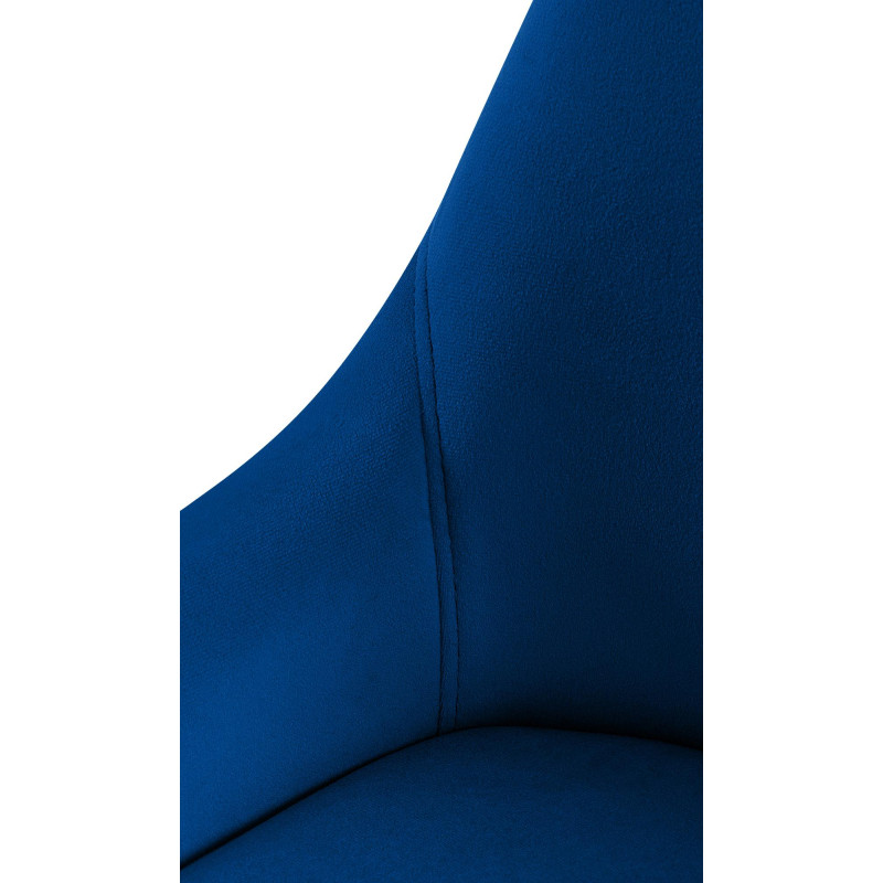 Chaise de salle à manger Elmira en velours, noir et bleu foncé