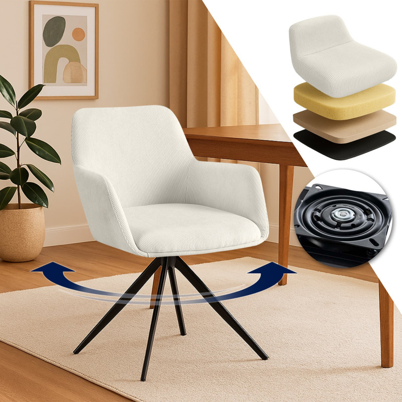 Chaise de salle à manger Olema Cord crème
