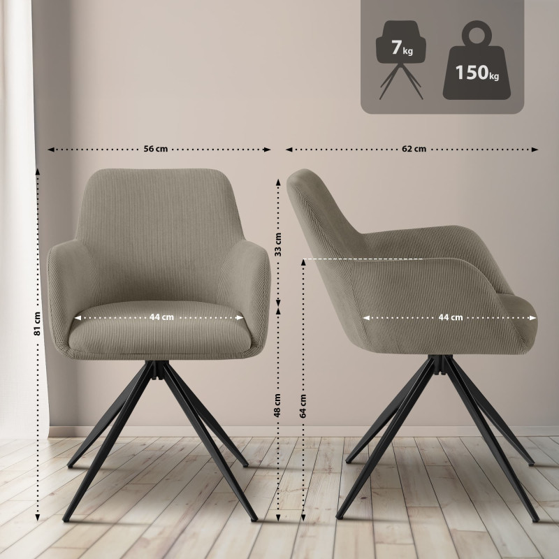 Chaise de salle à manger Olema Cord taupe