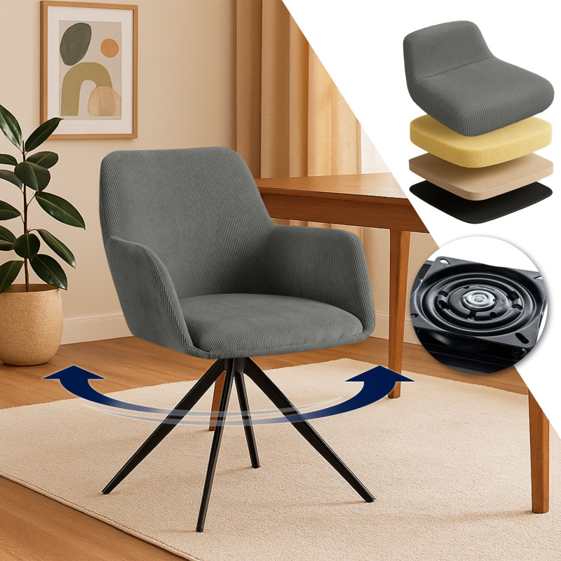 Chaise de salle à manger Olema Cord gris