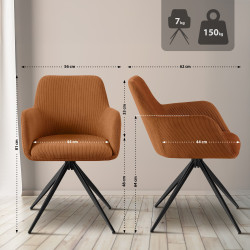Chaise de salle à manger Olema Cord orange
