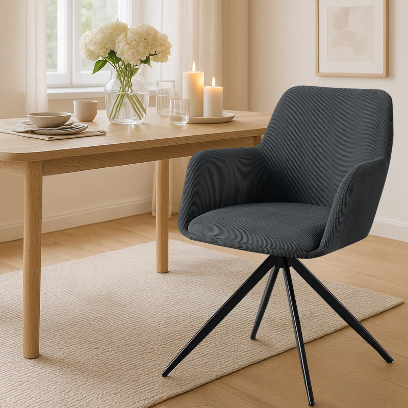 Chaise de salle à manger Olema Cord noir