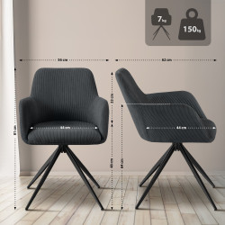 Chaise de salle à manger Olema Cord noir