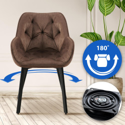 Chaise de salle à manger Antigo, velours, marron