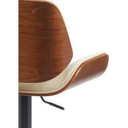 Tabouret de bar Beverley B similicuir noyer/crème