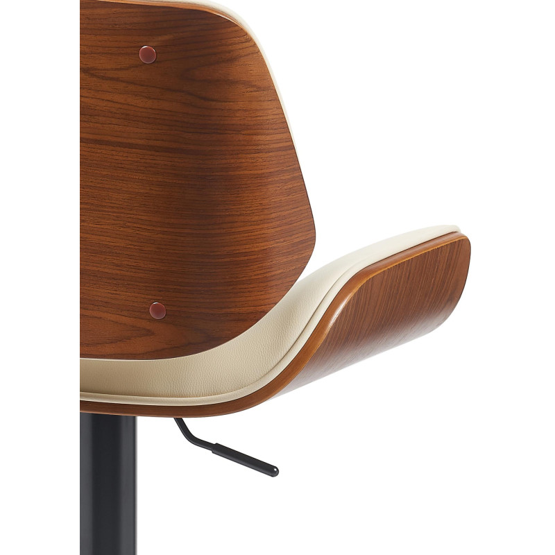 Tabouret de bar Beverley B similicuir noyer/crème