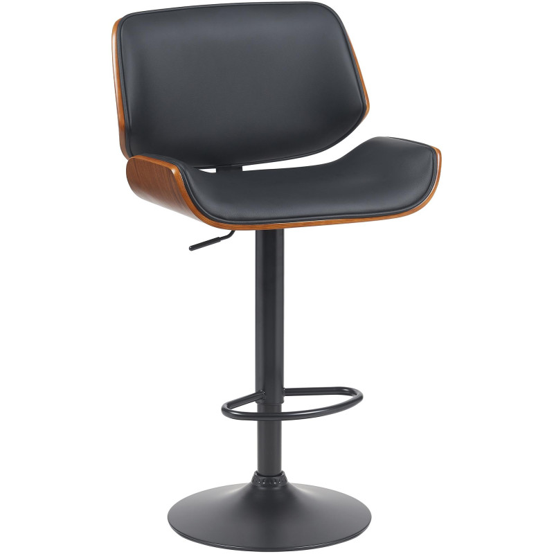 Tabouret de bar Beverley B similicuir noyer/noir