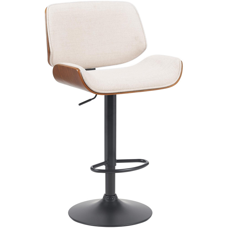 Tabouret de bar Beverley B tissu noyer/crème