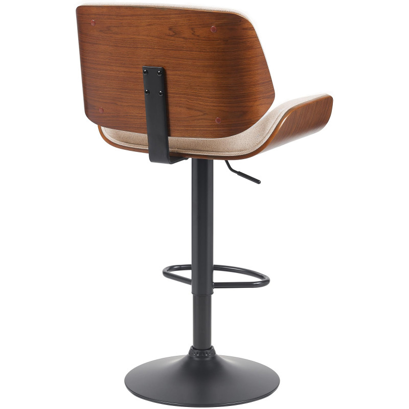 Tabouret de bar Beverley B tissu noyer/crème