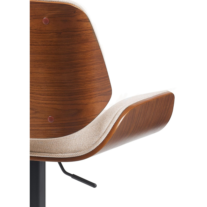 Tabouret de bar Beverley B tissu noyer/crème