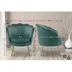 Fauteuil Rosita, velours, vert