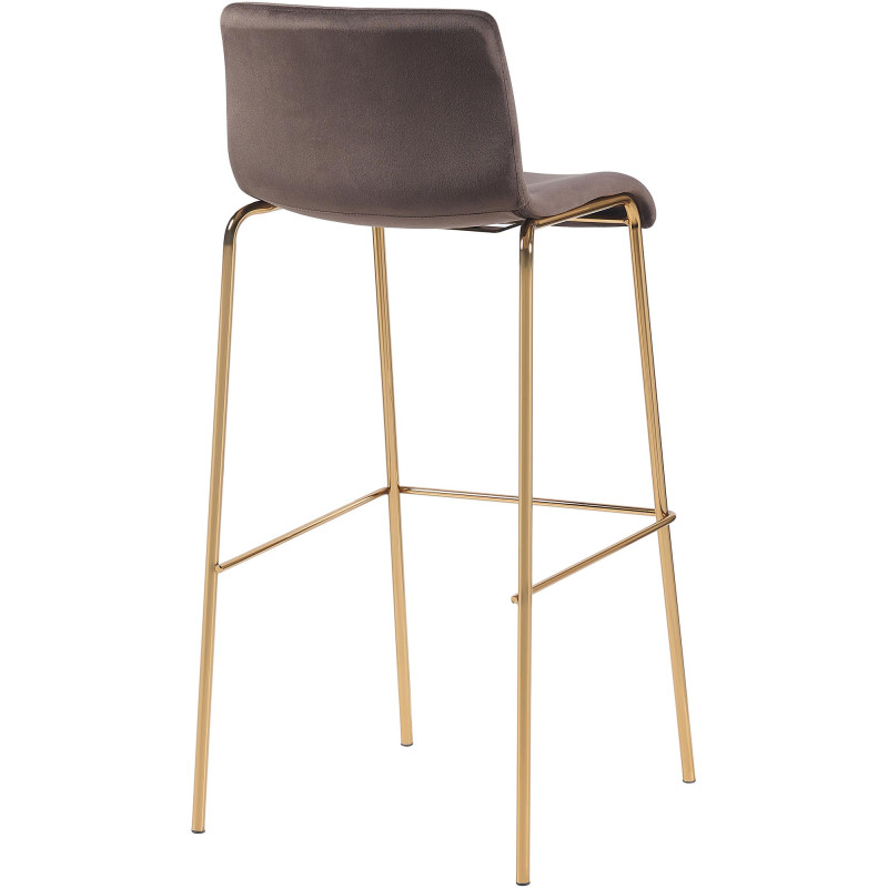 Tabouret de bar Hoover en velours à 4 pieds, doré et marron