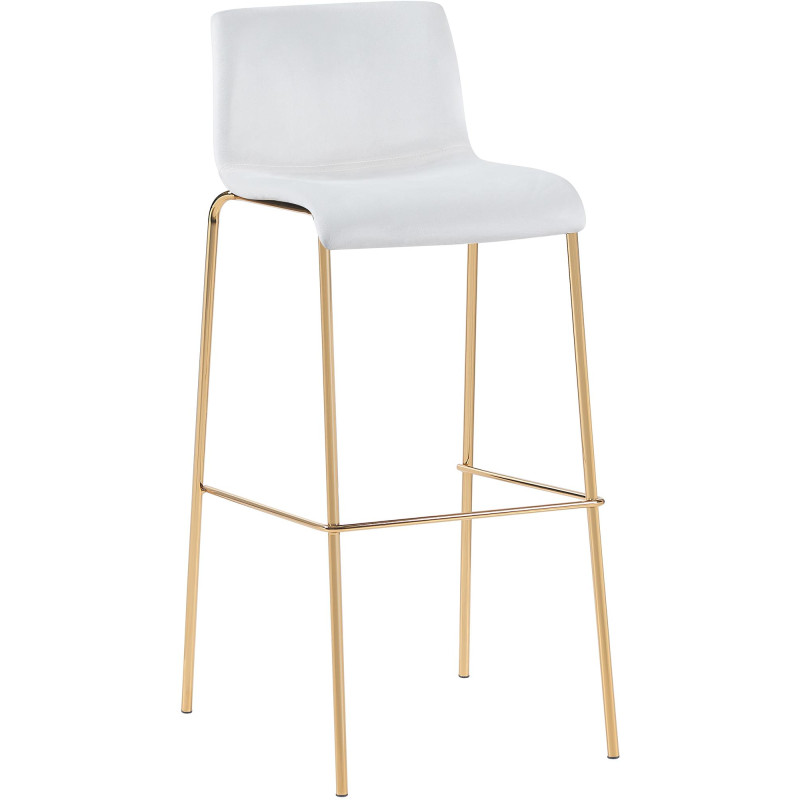 Tabouret de bar 4 pieds en velours Hoover, couleur crème dorée