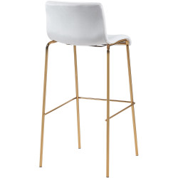 Tabouret de bar 4 pieds en velours Hoover, couleur crème dorée