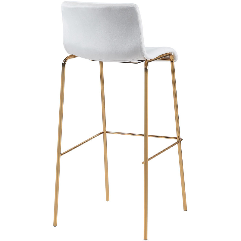 Tabouret de bar 4 pieds en velours Hoover, couleur crème dorée