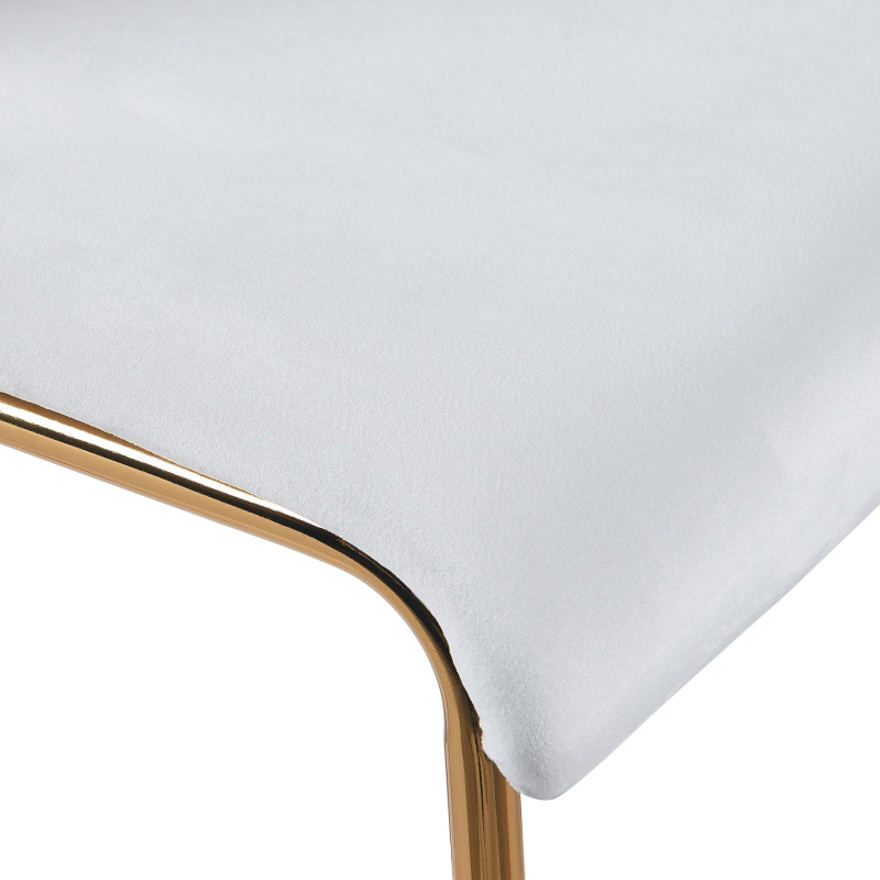 Tabouret de bar 4 pieds en velours Hoover, couleur crème dorée