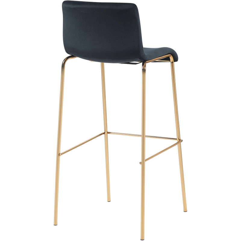 Tabouret de bar Hoover en velours à 4 pieds, doré et noir