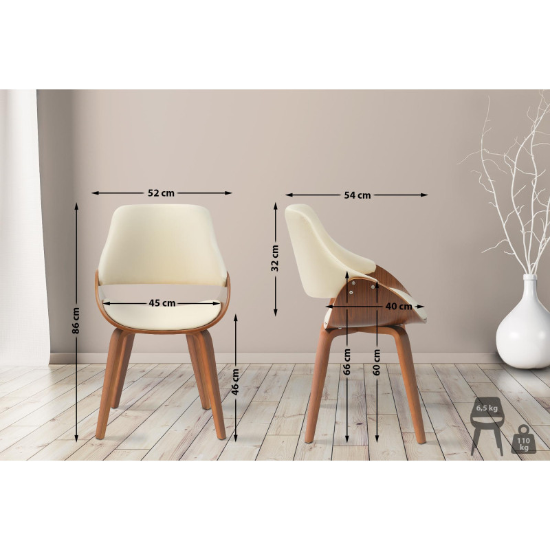 Chaise de salle à manger Vangale, similicuir, noyer/crème