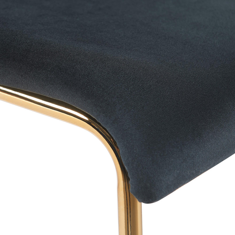Tabouret de bar Hoover en velours à 4 pieds, doré et noir